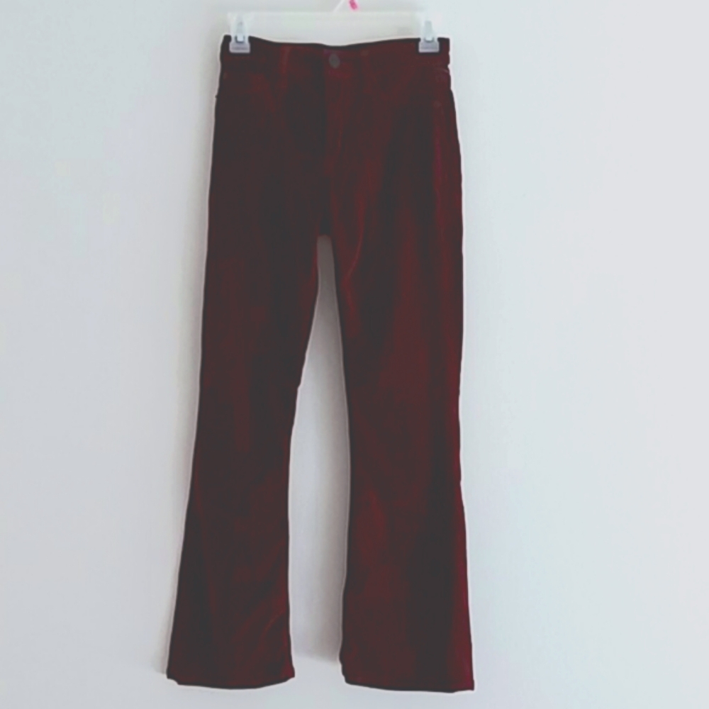 Hudson Brix HiRise Crop Flare Velvet 25 jeans red USA nwot